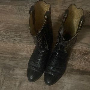 Vintage Dan Post Black lizard boots 8.5